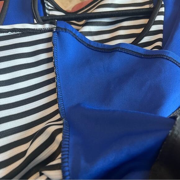 Mary Jane Preppy Striped Bold ColorBlock Sleeveless Peplum Top, Size Large - Picture 12 of 12